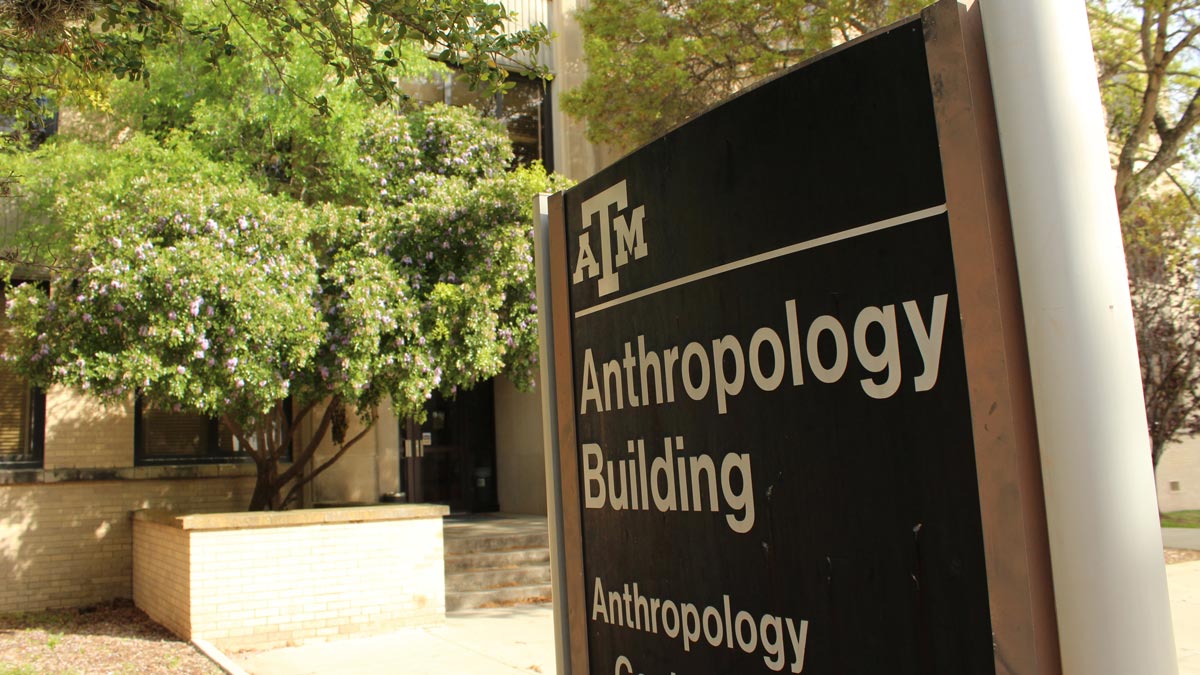 Informational sign indicating the location of the anthropology building