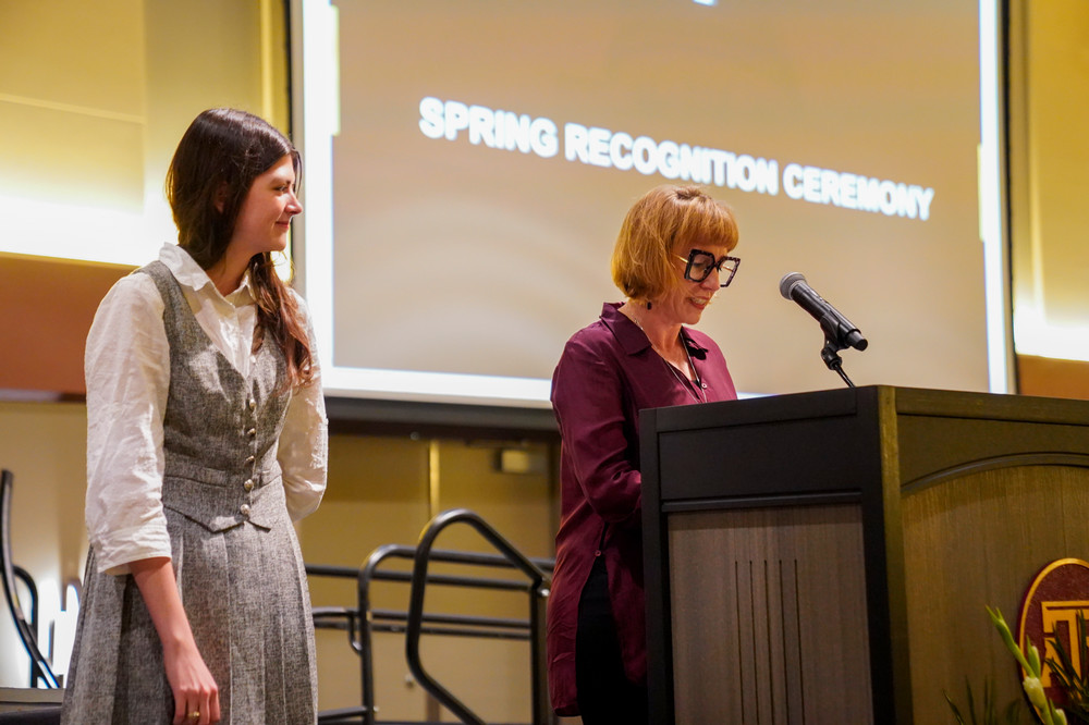 Dr. Maddalena A. Cerrato awards Abigail Owens at ceremony