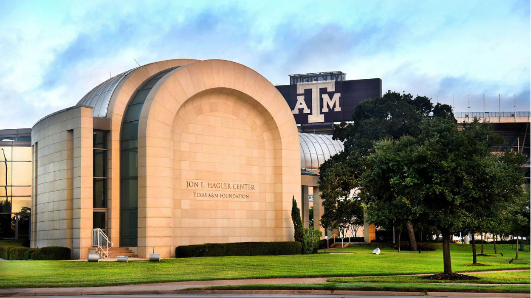 Jon L. Hagler Center, Texas A and M Foundation, in front of Kyle field
