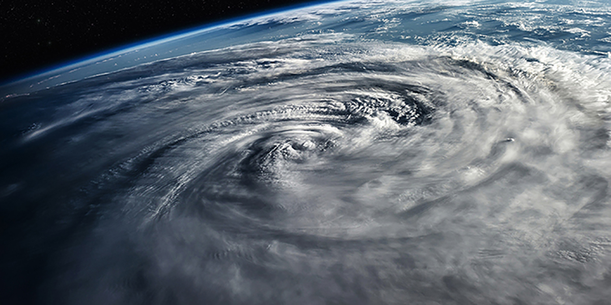 Hurricane from outer space view