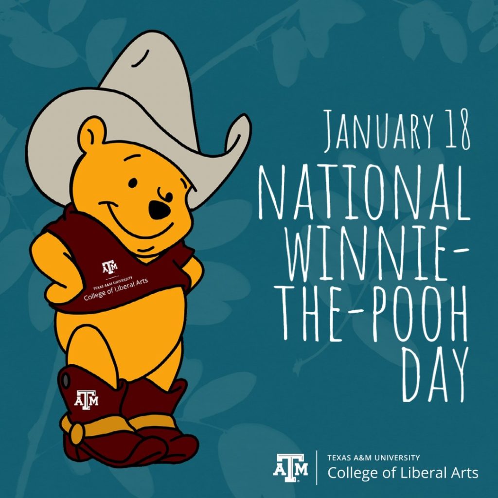 "January 18 National Winnie the Pooh day" graphic