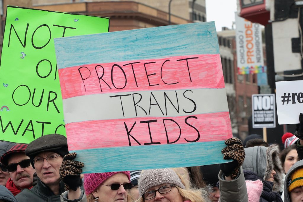 "Protect Trans Kids" sign