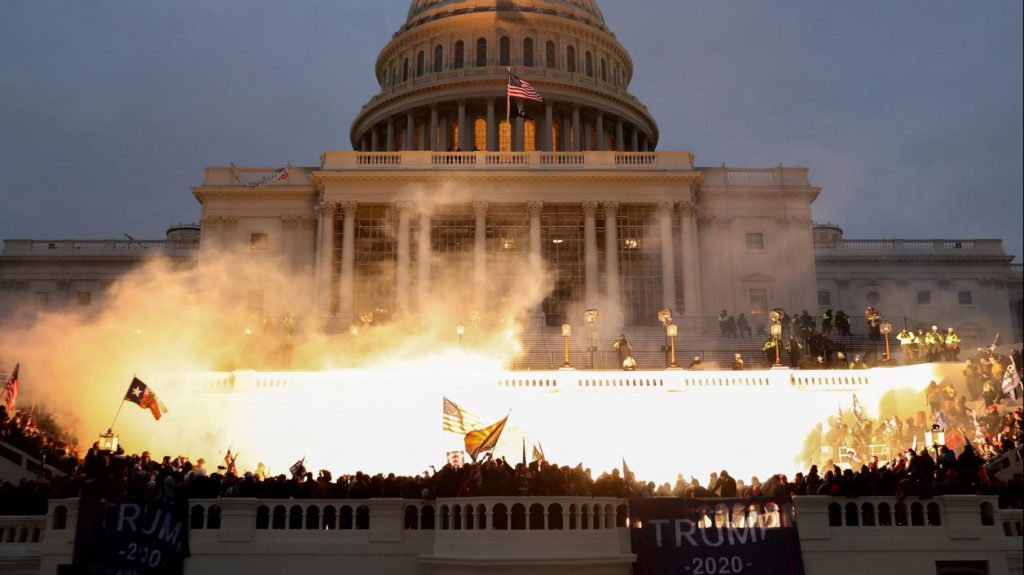 Large crowd gathered outside the U.S. Capitol Building on January 6, 2021