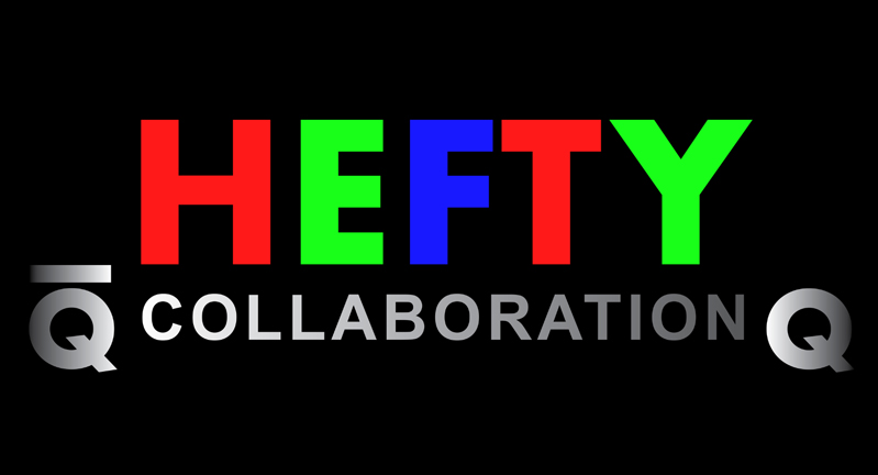 Graphic featuring the HEFTY Collaboration logo with multi-colored red, lime green and bright blue letters on a black background