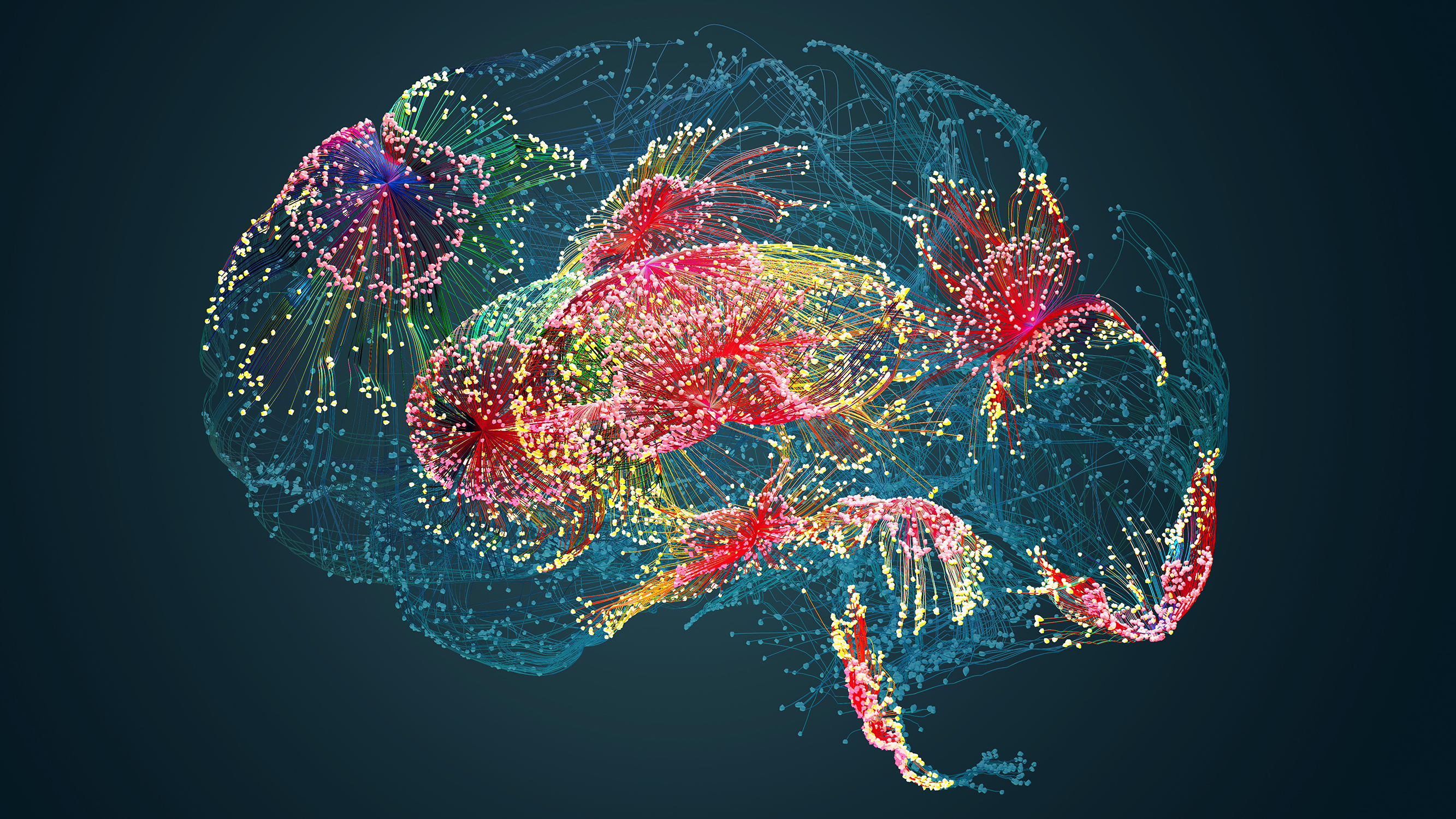 Artistic concept of neural networks and related activity in the human brain.
