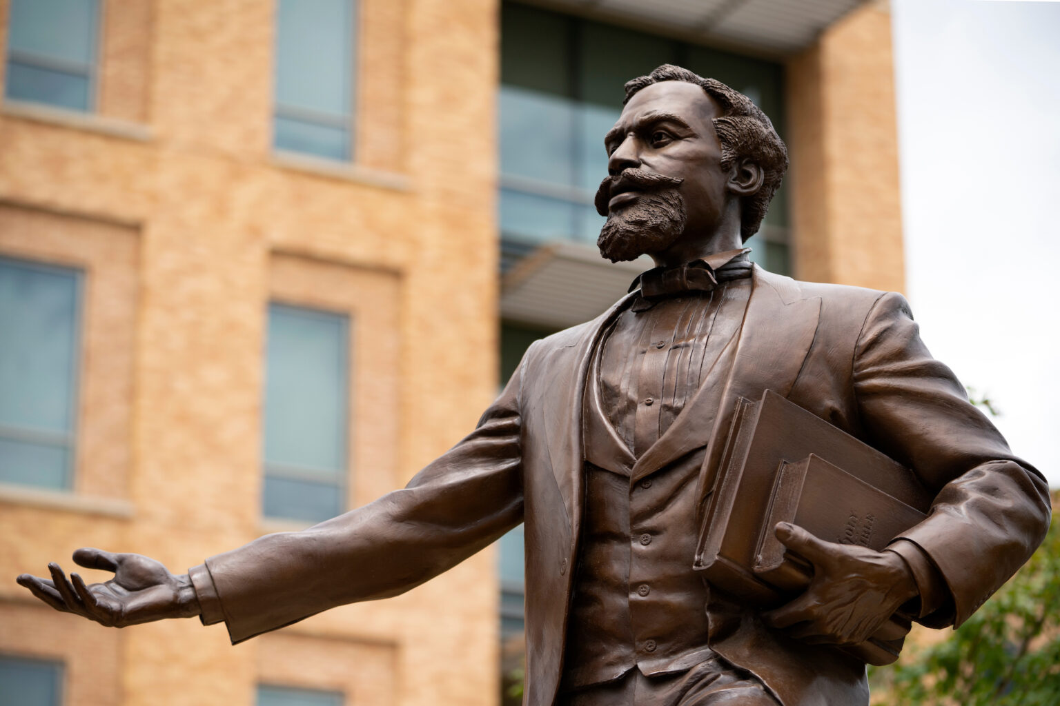 Bronze statue of former Texas State Senator Matthew Gaines on the Texas A&M University campus
