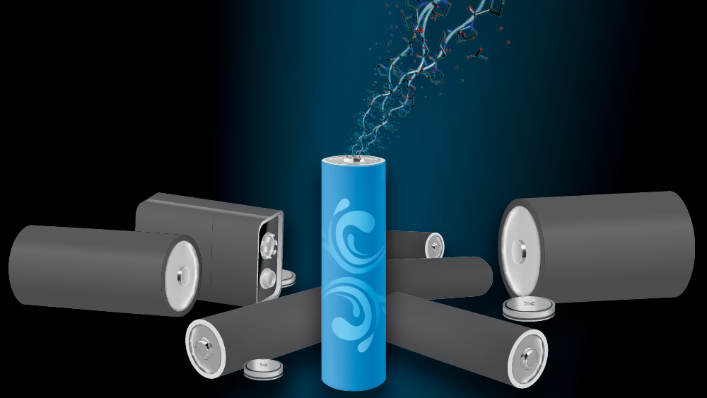 Artistic concept of a metal-free, water-based battery