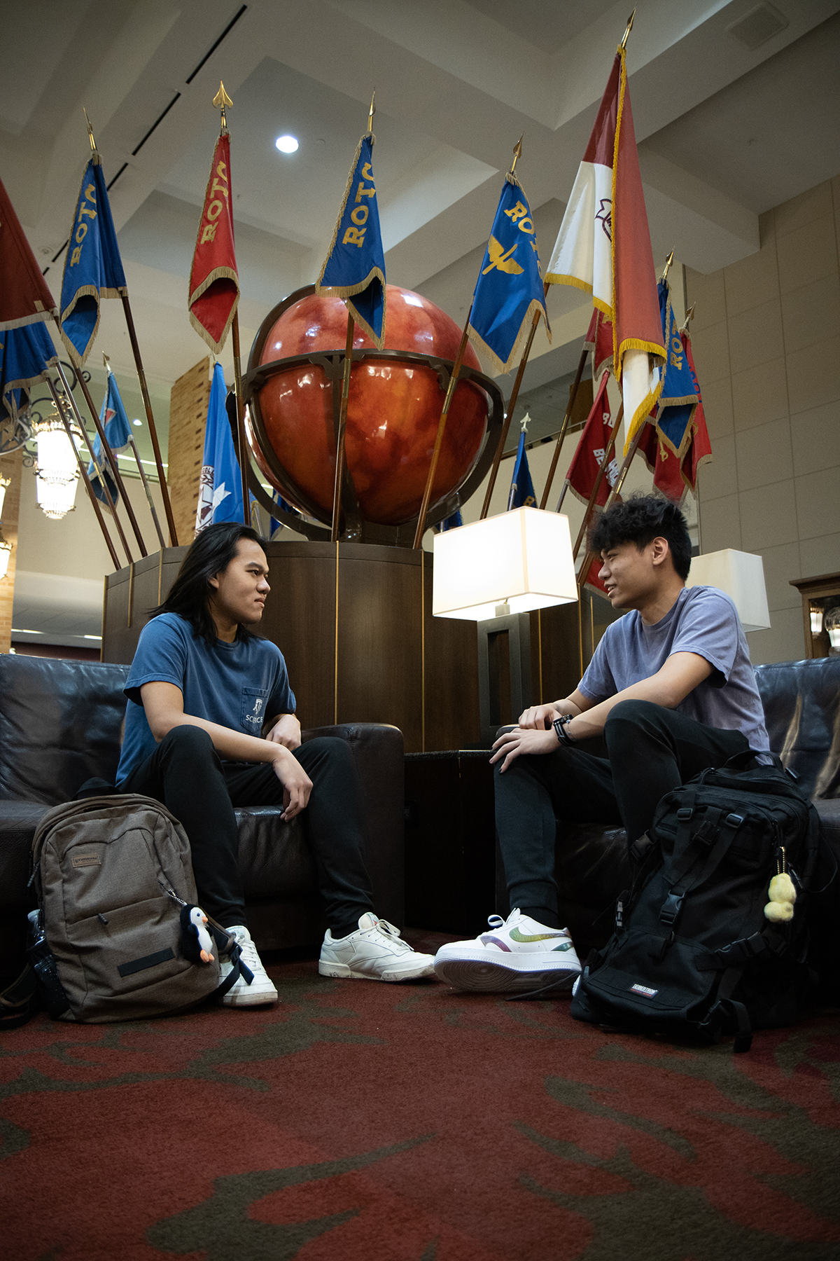 Texas A&amp;M biology majors and brothers Henry and Kyle Nguyen in the Memorial Student Center flagroom on the Texas A&amp;M campus
