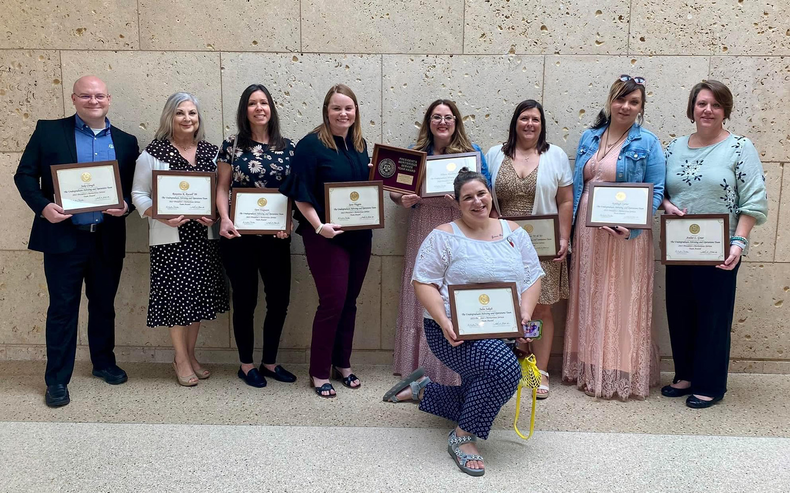 The Arts and Sciences Undergraduate Advising and Operations Team at the 2023 University Awards Ceremony in the Memorial Student Center on the Texas A&amp;M University campus