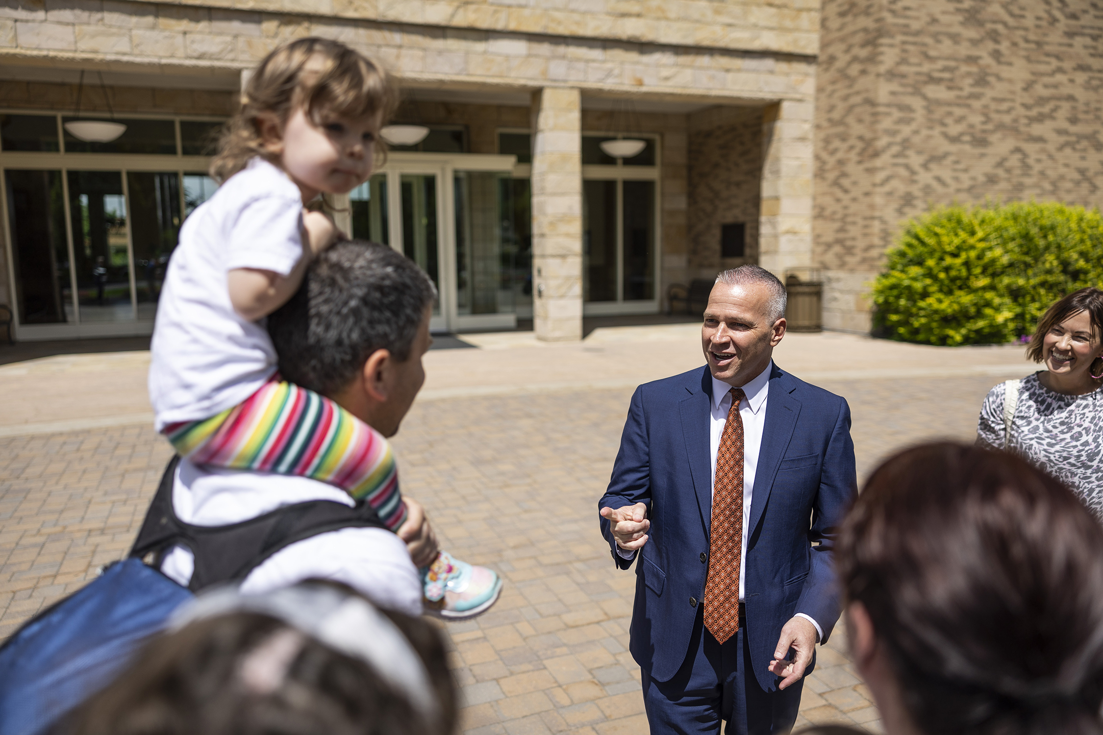 Brigham Young University President Reese, interacting with the BYU community