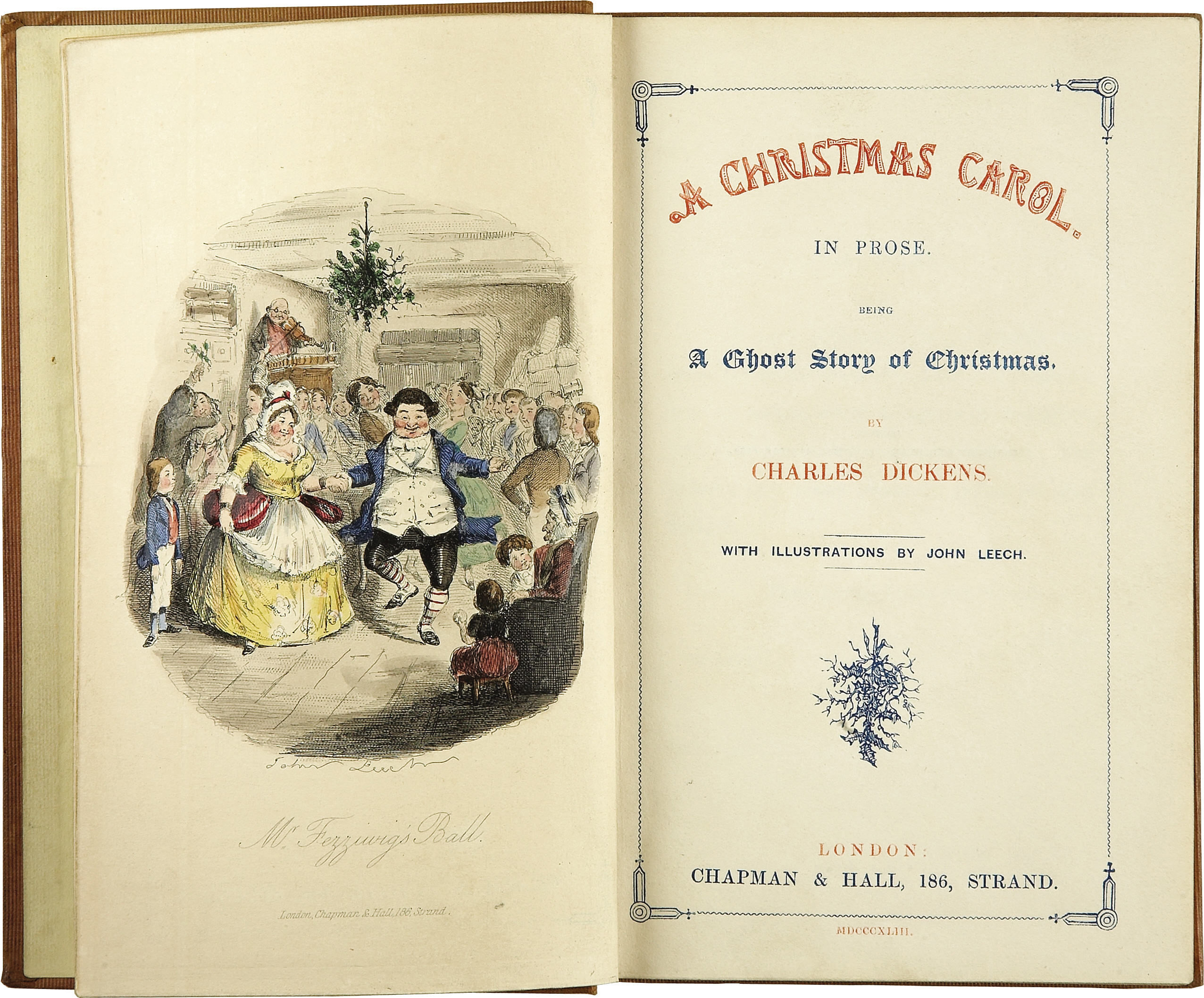 Title page from the 1843 Charles Dickens holiday classic, "A Christmas Carol"