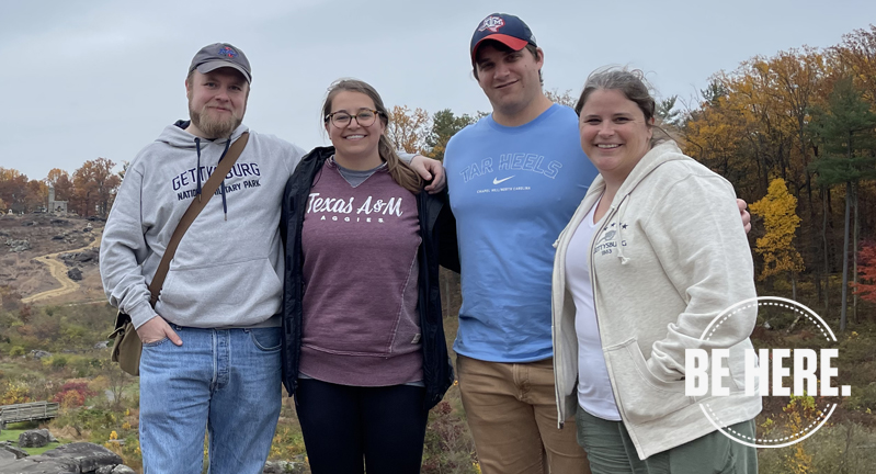 Group photo of Texas A&M University students and current U.S. Army Center of Military History employees (from left) John Lewis, Kendall Cosley, Shane Makowicki and Ashley Vance