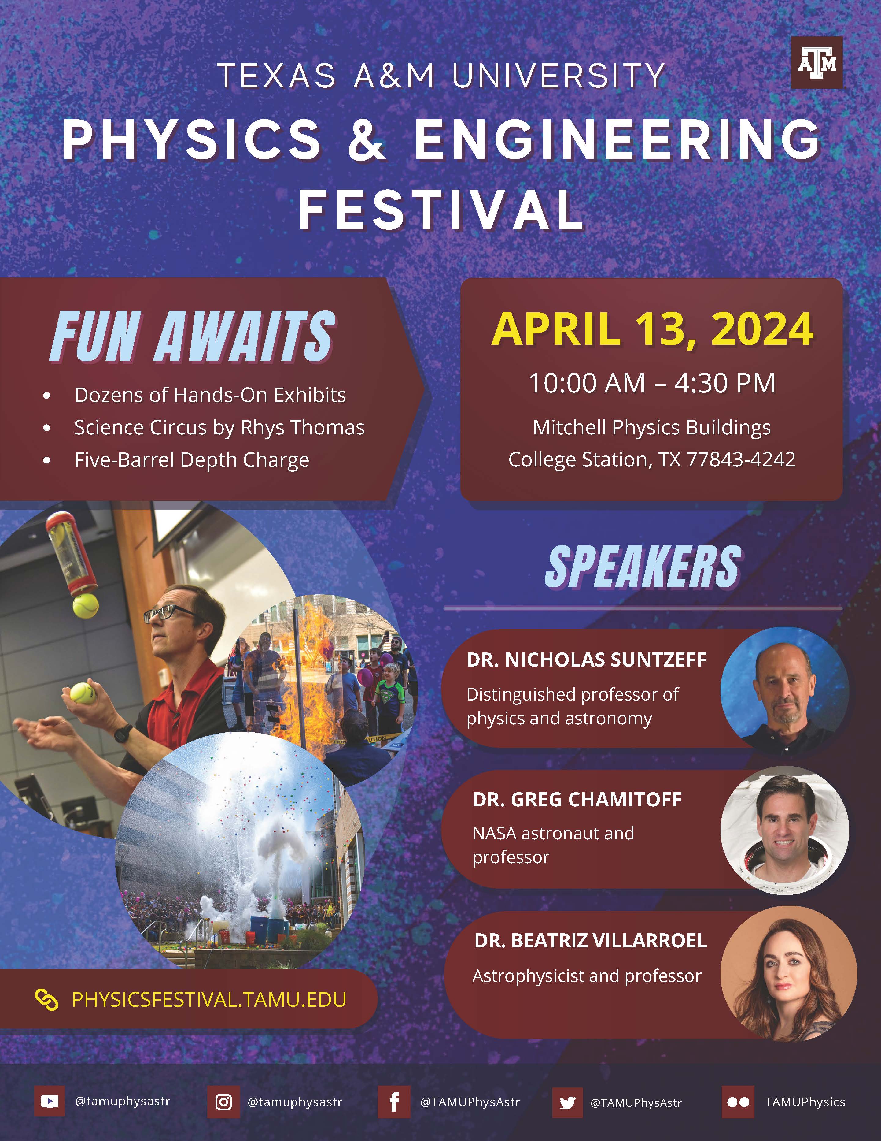 Poster promoting the 2024 Texas A&amp;M Physics and Engineering Festival