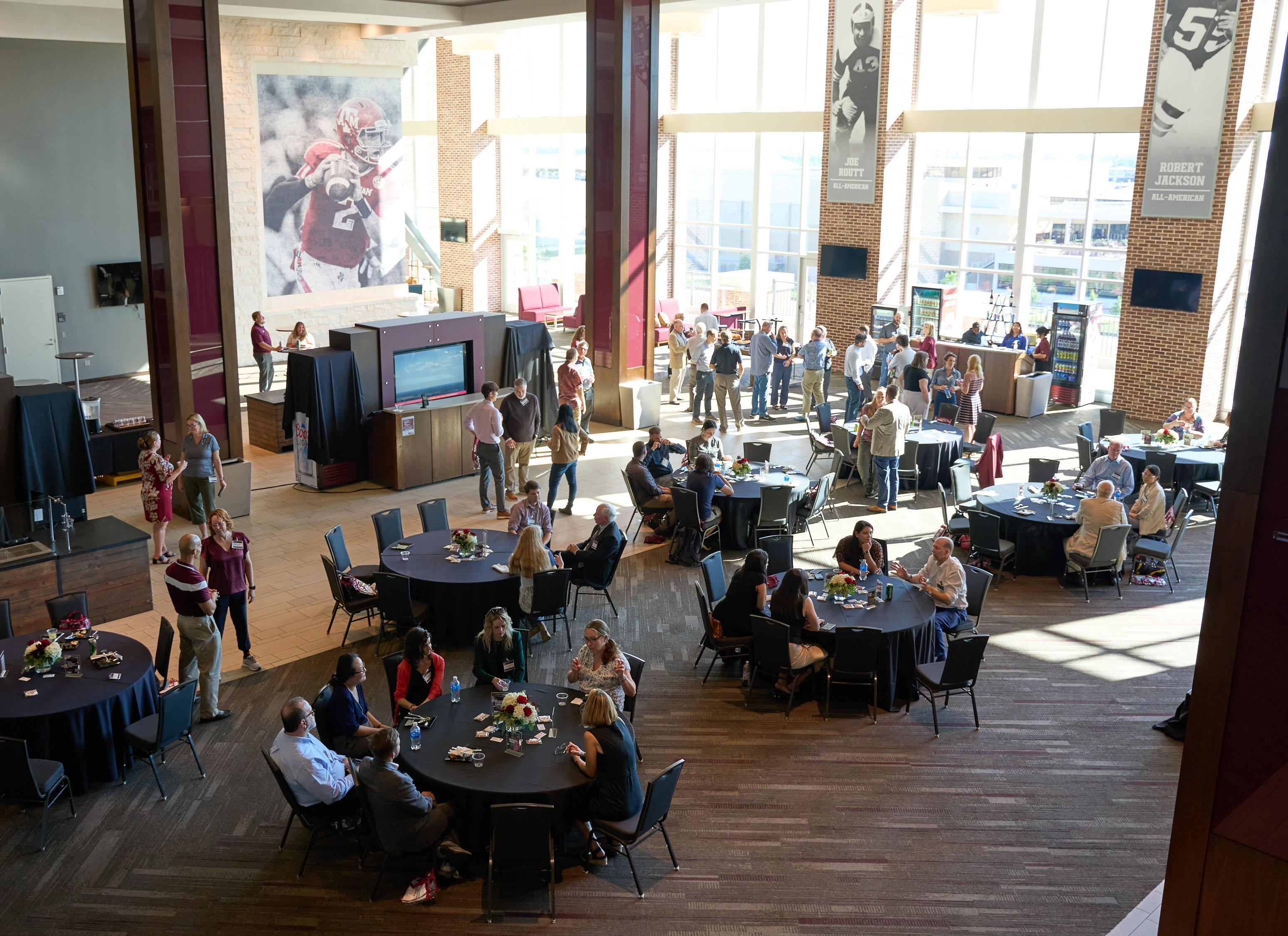 Wide angle perspective of the All-American Club at Kyle Field, which was the site of the 2024 College of Arts and Sciences New Faculty Welcome Reception on September 12, 2024, on the Texas A&amp;M University campus