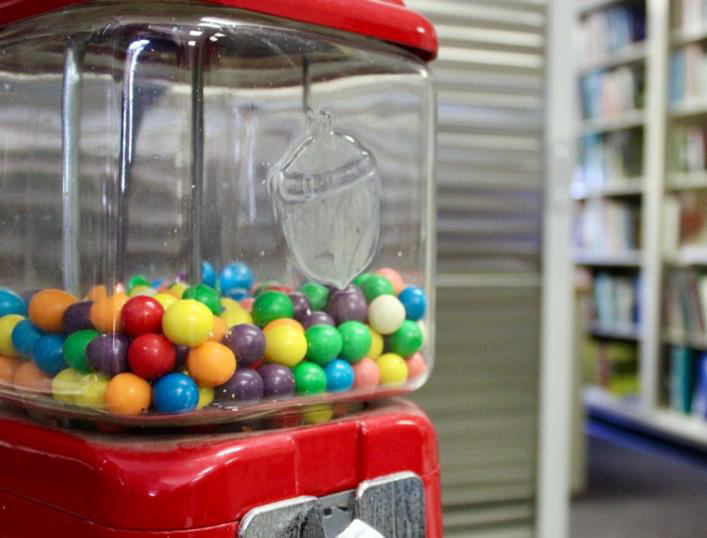 Gumball machine in Dr. Butler's office