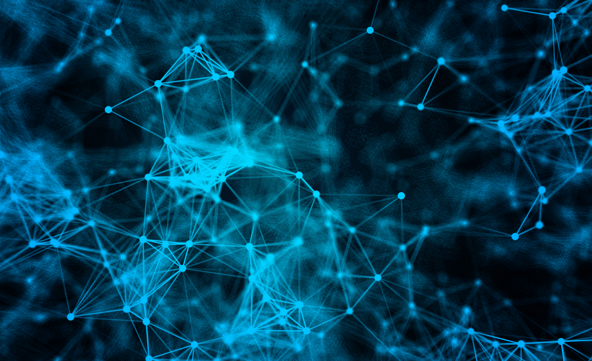 Abstract digital network connections with nodes and lines on a dark blue background, simulating a technology or data concept.