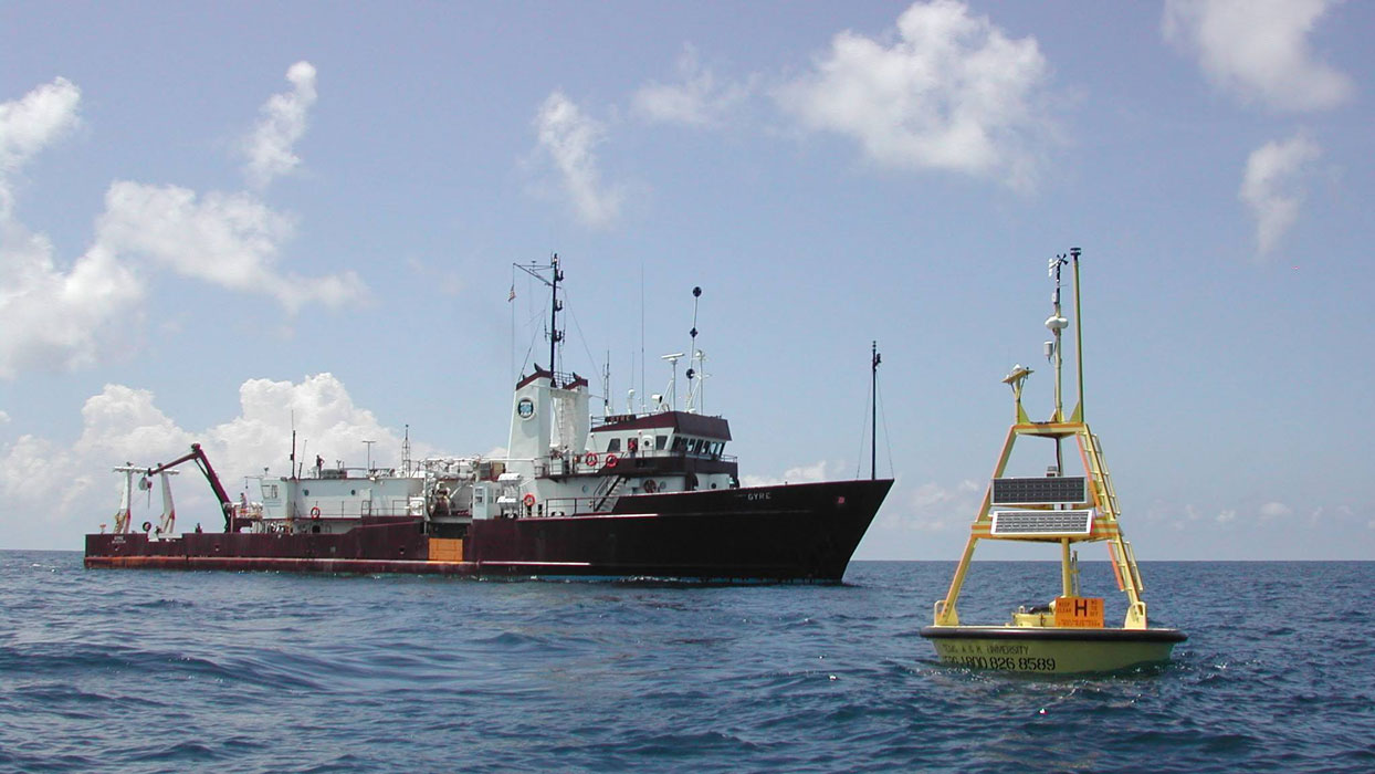 photo of research ship in the ocean