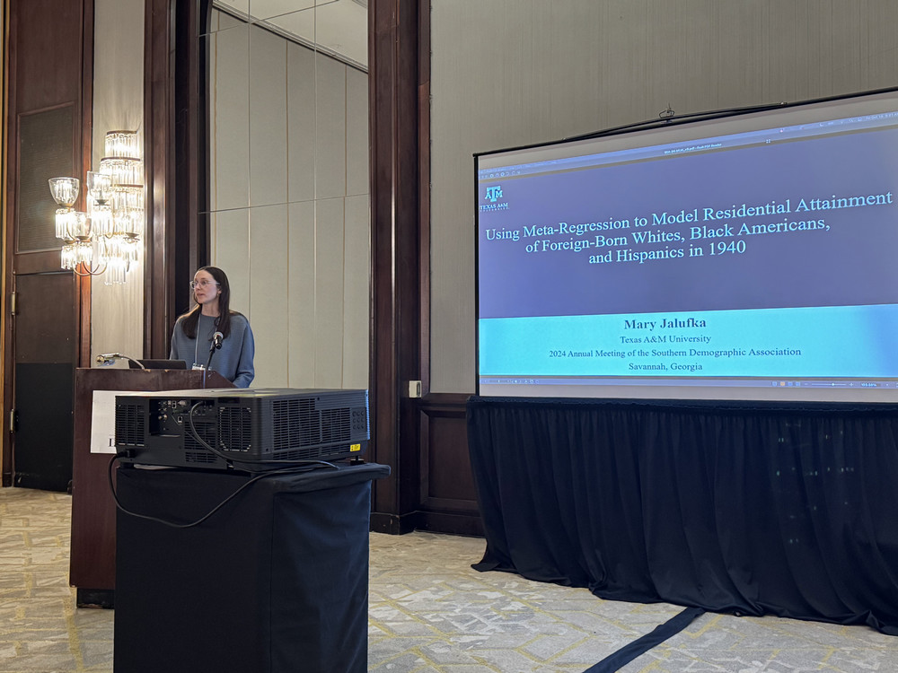 Mary E. Jalufka presenting at 2024 Annual Southern Demographic Association's Conference.