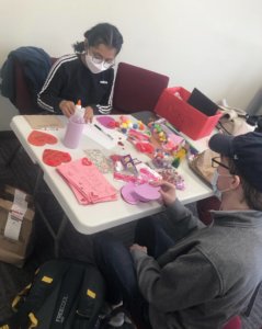 women working on valentines cards